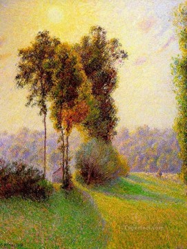 Puesta de sol en enviado charlez eragny 1891 Camille Pissarro Pinturas al óleo